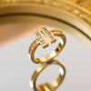 Exquisite super flash zircon ring for girls, light luxury, high-end sense opening adjustable ring, simple real gold electroplating