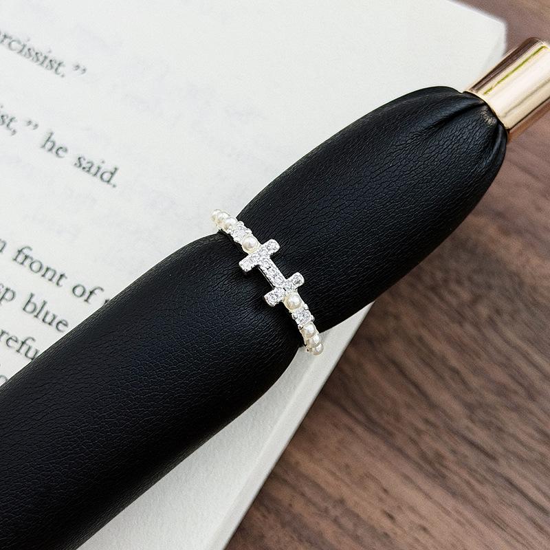 Super Fairy Flash Diamond Light Luxury Diamond Encrusted Zircon Bead H Open Ring Main Diamond Stacking Temperament Niche High Sense