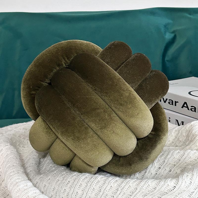 Cuscino Annodato Accogliente Tessuto a Mano in Velluto Dorato con Corda a Tre Fili per Divano