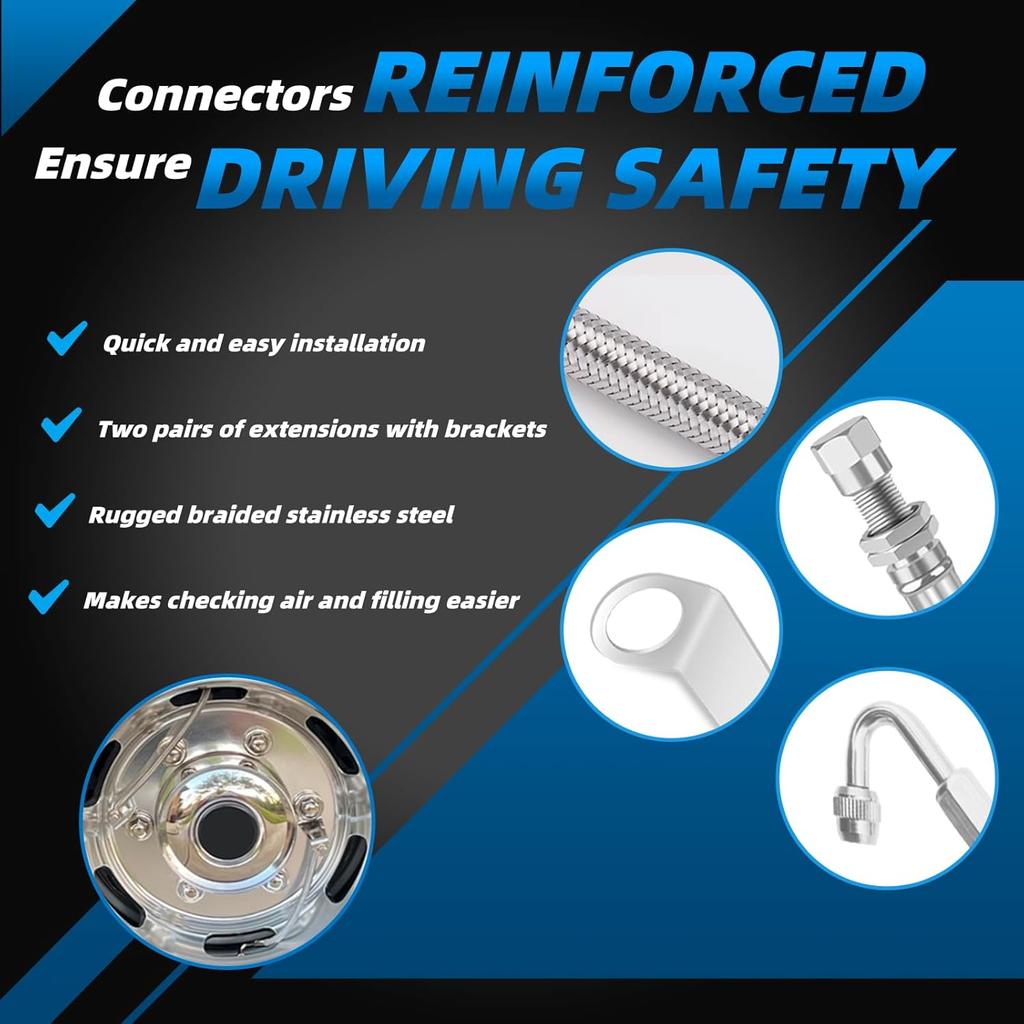 Double Tires Air Inflation Kit, Valve Stem Extension, Valve Stem Extenders, Dual Tire Air Inflation Kit, Tire Valve Extension Tube Kit for Tire