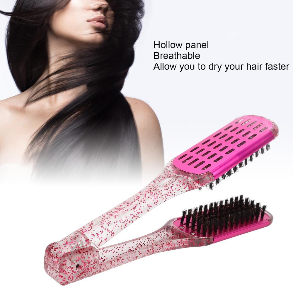 Professional Double Sided Hair Straightener Soft Hair Hair Straightener Clamp Brush Salon Use