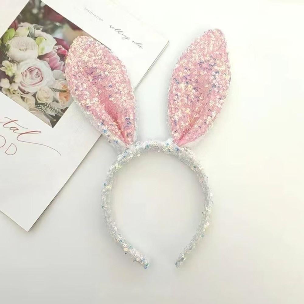 Glitter Bunny Ears Headband Cartoon Rabbit Ear Hairband Creative Easter Bunny Headband  Party
