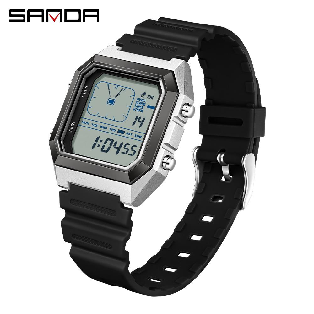 SANDA 6307 Sports Alarm Electronic Watch Digital Watches for Man Women Boys Outdoor Multifunction Luminous Chronograph Clock