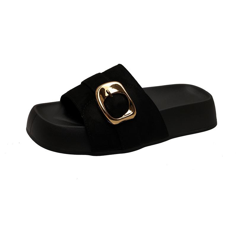 2026 Spring and Summer New Korean Edition Versatile Fashion Flat Bottom One Word Drag Women's External Wear Non Slip Slippers