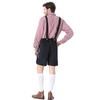 Pánský bavorský kostým na Oktoberfest - Set s kostkovanou košilí s dlouhým rukávem a kalhotami s kšandami
