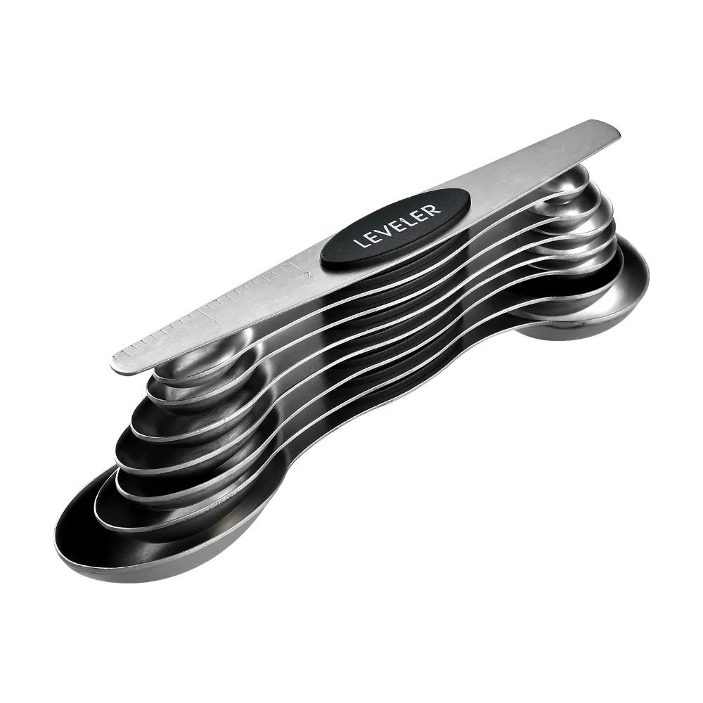 

8Pcs/Set Magnetic Measuring Spoon Set Stainless Steel Stackable Double-sided Teaspoons Metal Accurate for Seasoning Cans
