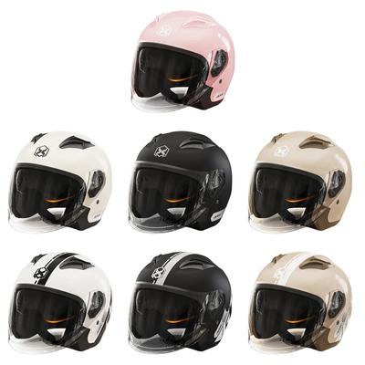 Motorradhelm mit offenem Gesicht, Doppel-Sonnenblende, Schnellverschluss, Fahrradhelm, Motocross-Anzüge, 3/4-Halbhelm für Männer und Frauen