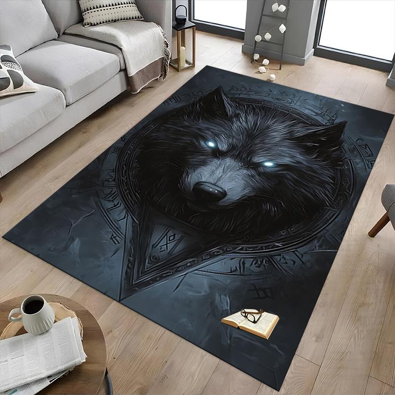 1pc Wolf Head Carpet, Office Rug Outdoor Mat Home Decor Area Carpet Festival