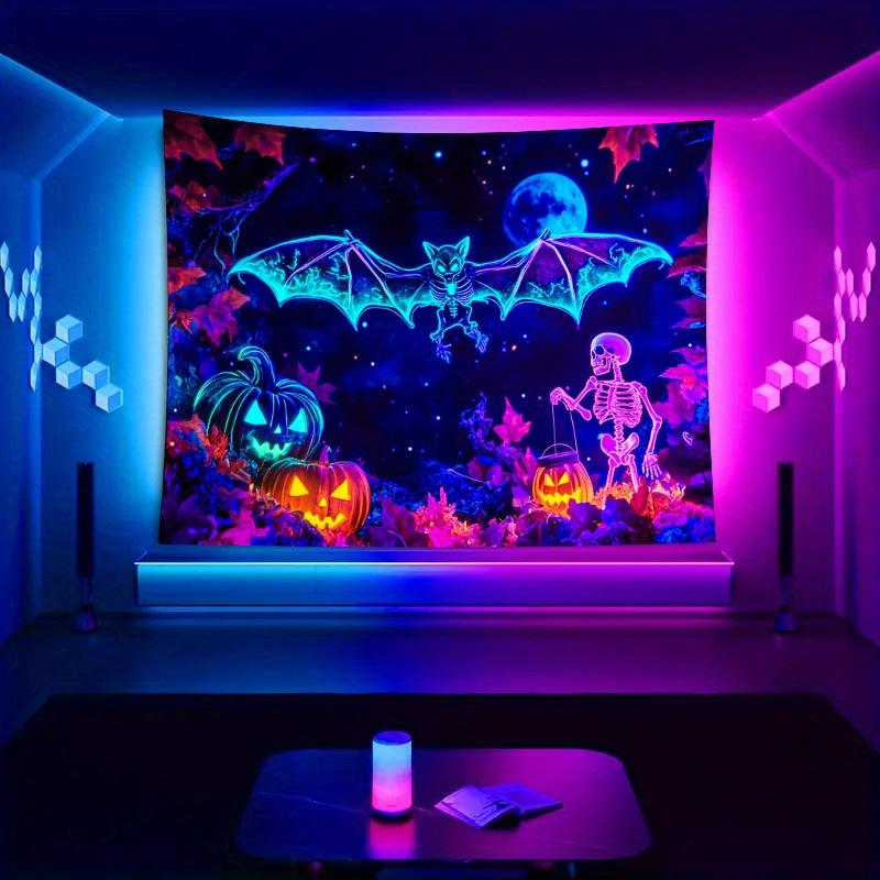 Halloween Glow-in-the-Dark Tapestry Bat Pumpkin Skull Bedroom Party Decoration Dark Style Wall Decoration 100X70CM