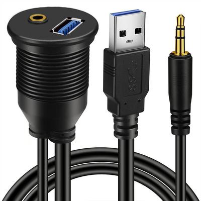 BATIGE USB 3.0 & 3.5mm Car Flash Cable 3.5mm + USB3.0 AUX Dash Panel