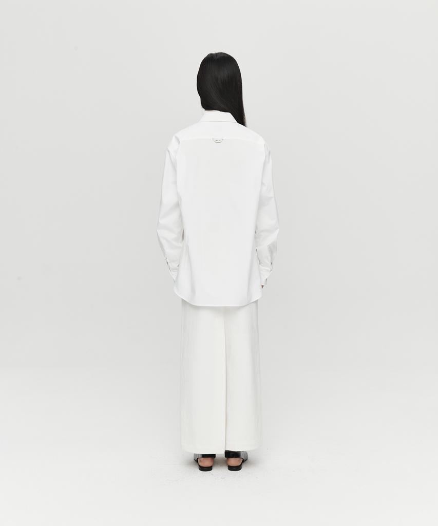 Hoite Refined Straight Twill Skirt (Off White)
