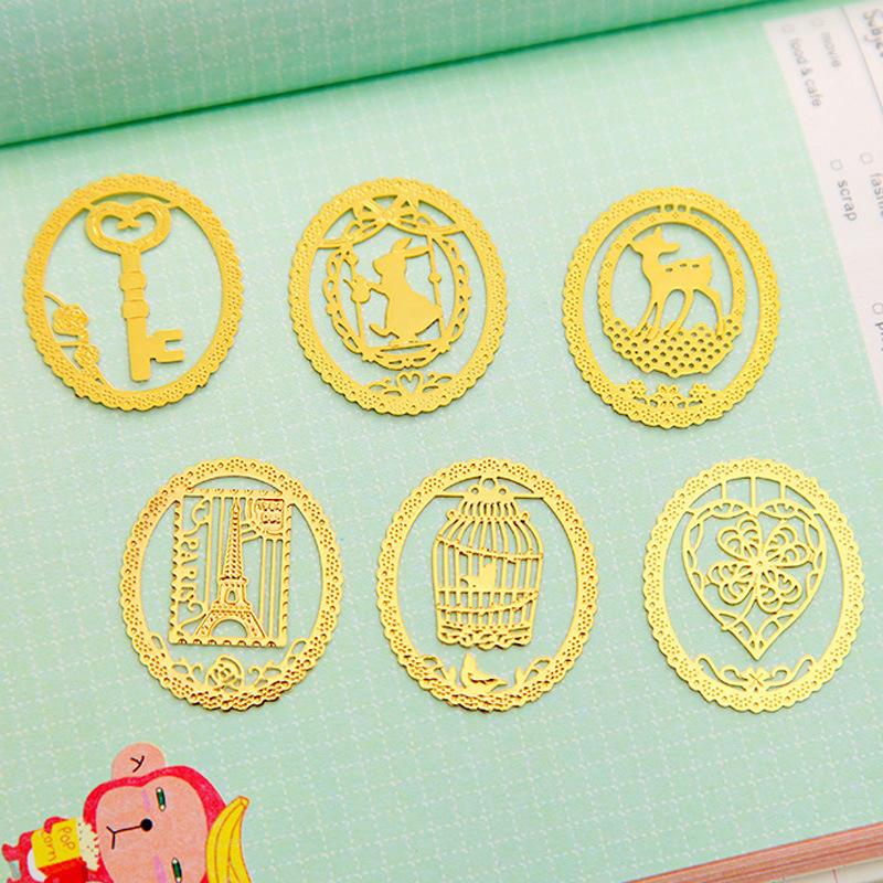 1pcs Mini Metal Bookmark for Book Lace Ring Cartoon Cat Rabbit Key Page Clips Unique Reading Gift Office School