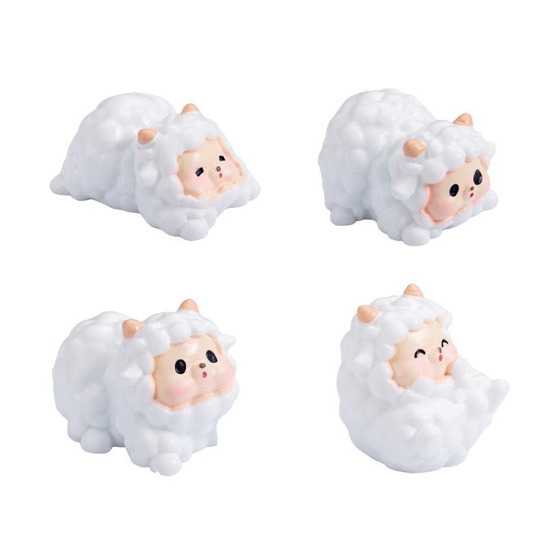 Micro Landscape Cute Cotton Lamb Figure Gardening Decoration Accessories Baby House Car Desktop Small Ornaments