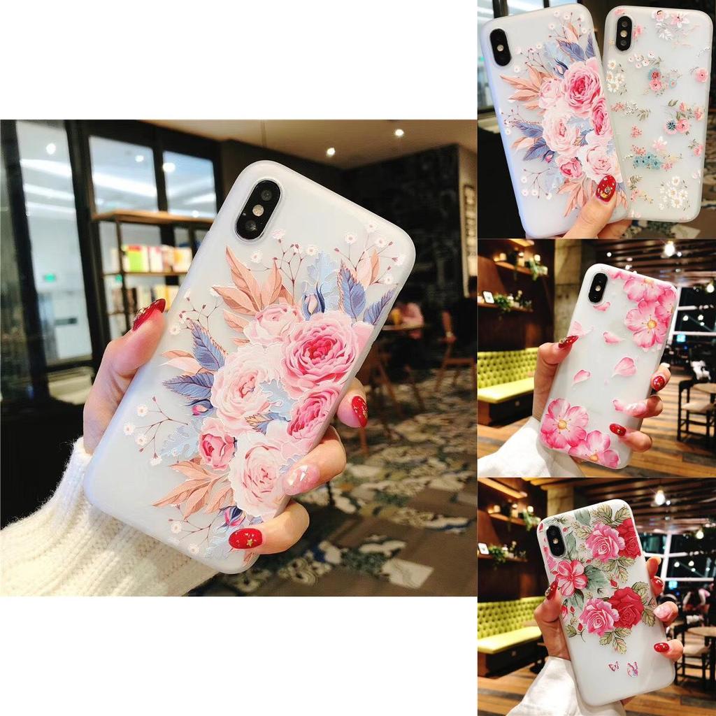 For 8 Iphone 6s 7 Plus Soft Rubber Shockproof Case Flower Transparent Slim Cover