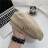 Modern Woolen Beret Hat For Women Winter Large Head English Painter Cap
