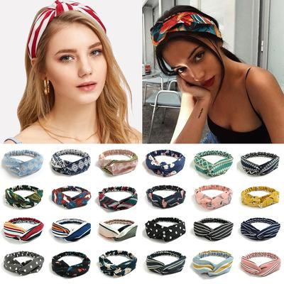 Fashion Women Girls Summer Bohemian Hair Bands Print Headband Vintage Cross Turban Bandanas HairBands Hair Accessories Scrunchie