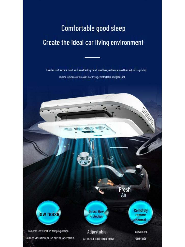 Top-Mounted 12V/24V All-in-One Air Conditioner for Trucks, RVs, and Refrigerated Vehicles