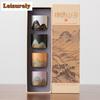 4pc/set Handdrawn Mountain Tea Cup Japanese Coarse Pottery Master Cup Meditation Cup Chazhan Set of Cups Water Jug Gift Box Set