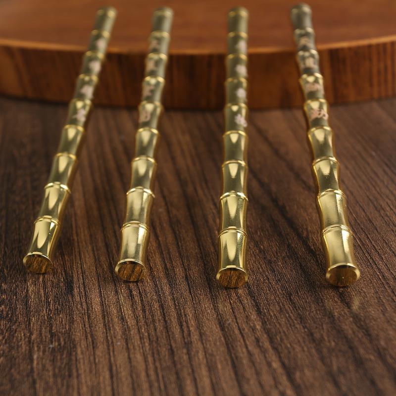 Garden Supplies My Unisex Kids Gold Brass Bamboo Pen, Heaven Rewards Hard Work, Great Plans For Business Office, High-End Simple Pure Copper List Title Signature Pen