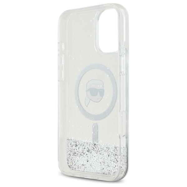 Karl Lagerfeld Klhmp16Slgkisgh Iphone 16 6.1 Hardcase Transparent Liquid Glitter Karl Head Magsafe