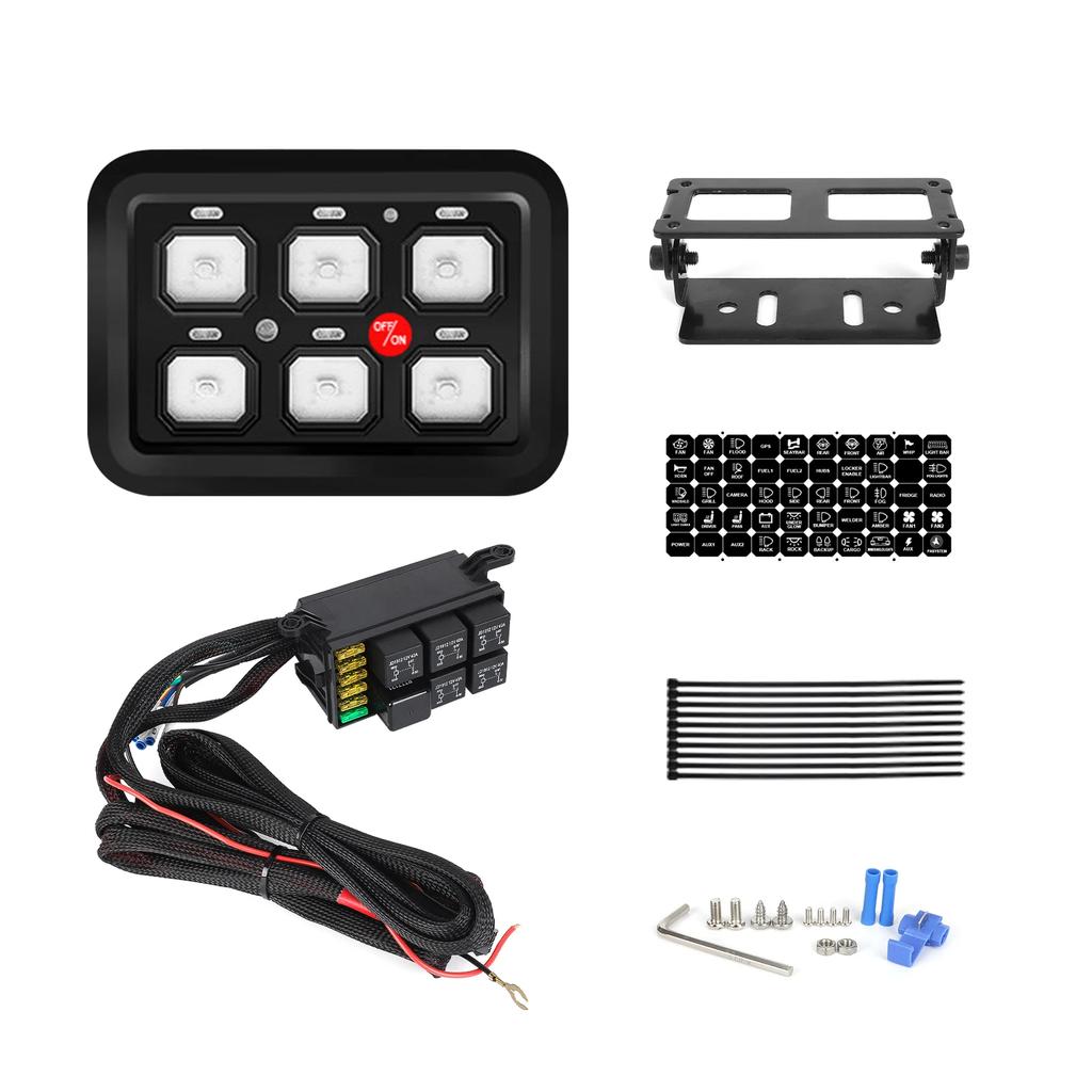 Mictuning 6/8/12 Gang RGB Switch Panel Led Work Light Bar Switches Box Controller for Universal Cars Truck Boat UTV 4X4 4WD