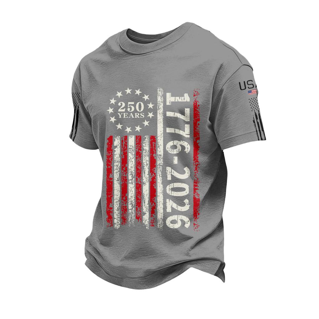 USA Anniversary Men's Casual Letter Print Short-Sleeve T-Shirt