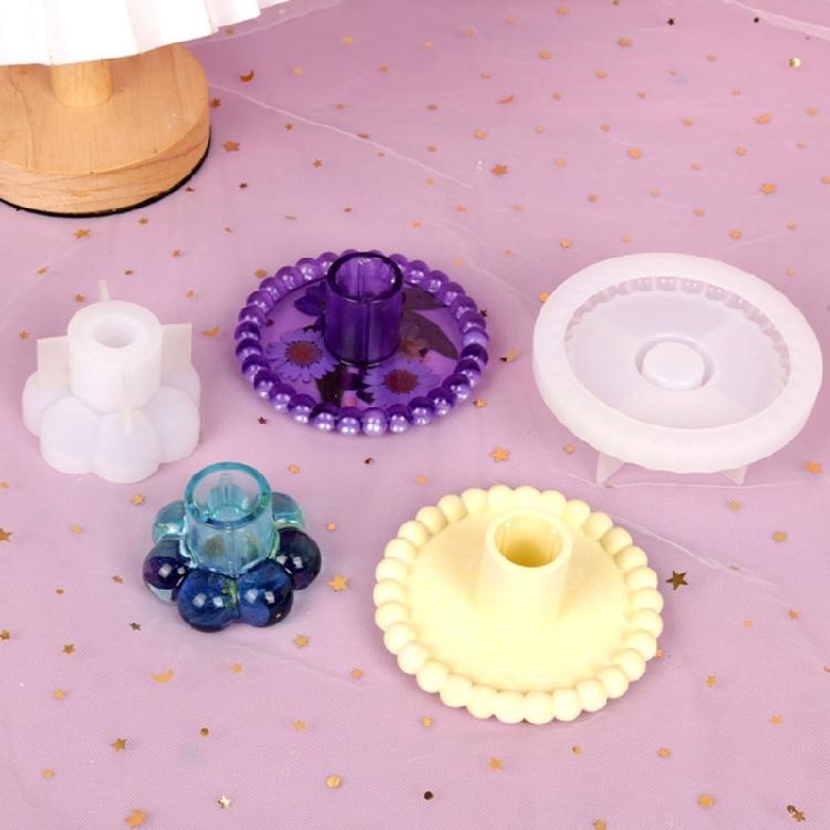 Round Candlestick Mold Color Concentrate Holder Mold Gypsum Candle Holder Mold