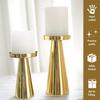Solid Large Set of 2 Metal Pillar Candle Holders with Gift Box