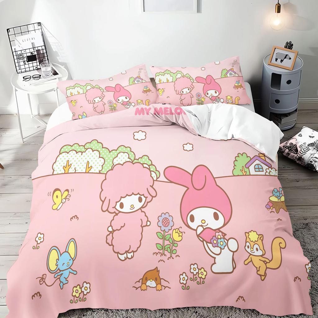 My Melody Sanrio Series Bedding Set Comforte Luxus 3-Piece 1 Quilt Cover  Exquisite Birthday Gift 100% Polyester Home Decor
