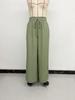 2026 Summer Casual Resort Trousers: Elastic Waist, Lace Patchwork, Solid Color, Wide Leg Pants