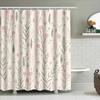 Elegant Floral Shower Curtain Pink Green Pattern For Bathroom Decor Modern Home Decoration Waterproof Fabric Shampoo Gel Storage