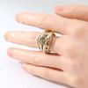 Vintage Inlaid White CZ Women's Ring Ethnic Two Color Hand Carving Daily Wear Party Jewelry Anniversary Gift