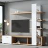 Woonkamerkast, Woonkamermeubelset 180 x 33,5 x 151,5 cm, Geschikt voor TV's onder 60 inch, Moderne Eiken Wit TV-meubel, TV Wandmeubel Set