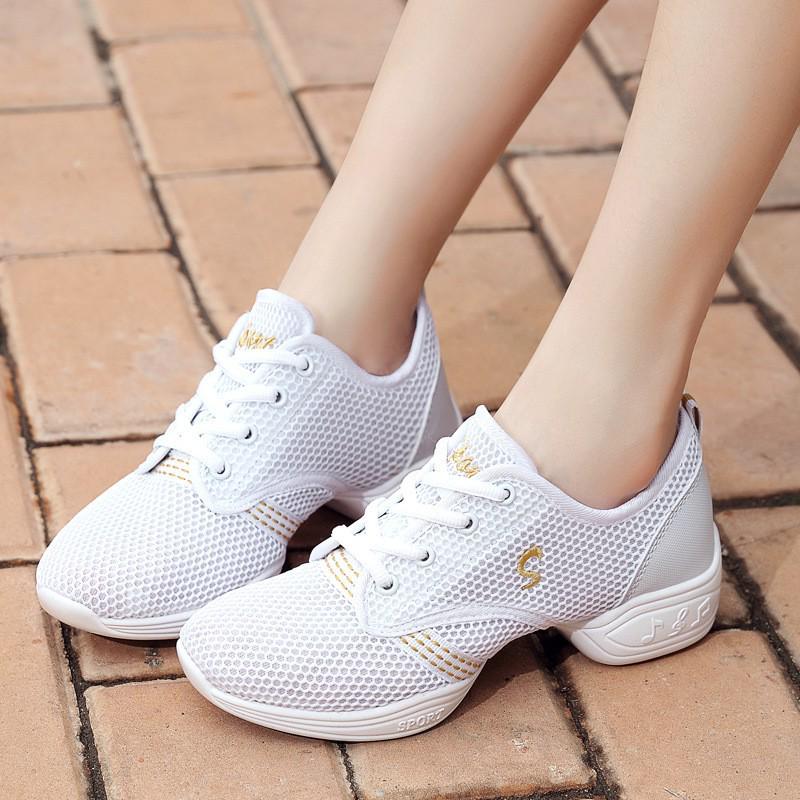 Women's Summer Mesh Breathable Dance Sneakers - Soft Sole, Flat for Square Dancing