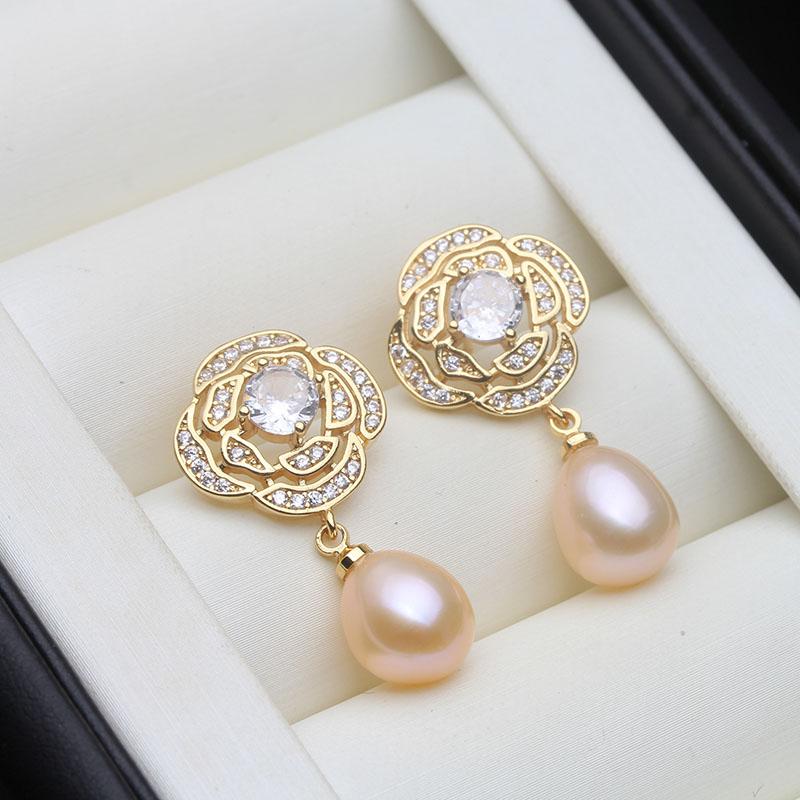 Genuine Freshwater Pearl Drop Earrings For Women,Natural 925 Silver Pearl Earrings Wife Mother Birthday Gift White Black