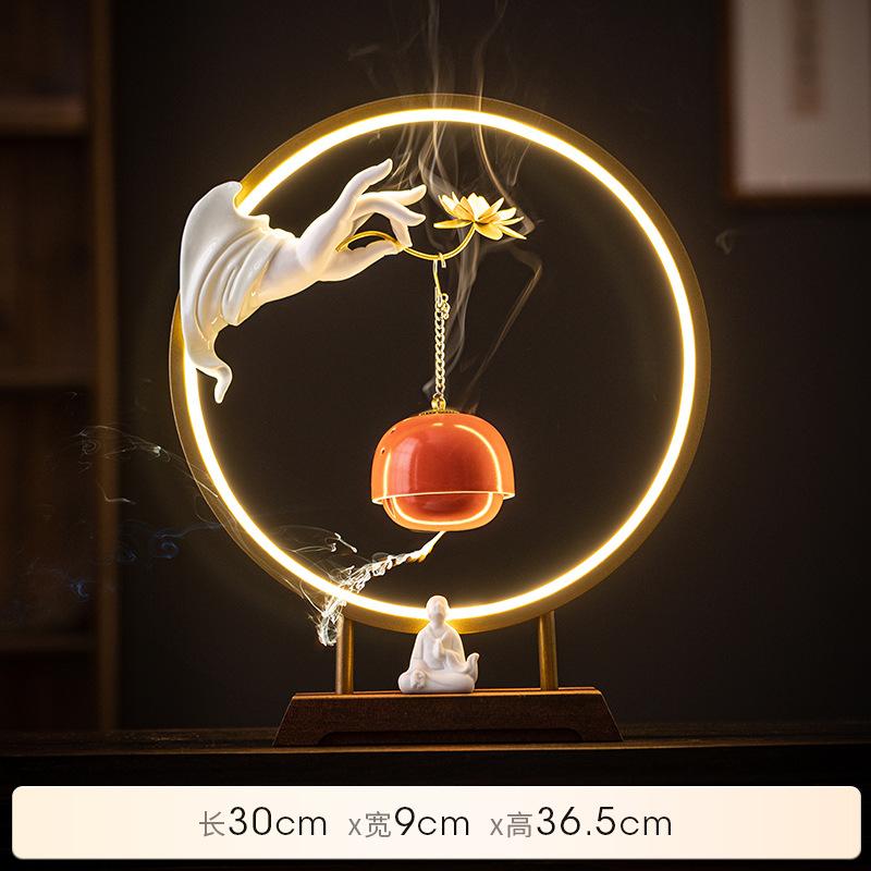 Feng shui Chinese-style Zen-inspired Buddha's hand lotus hanging stove lamp ring decoration, household indoor entrance TV cabine