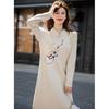 Mokana Women's Chinese Style Embroidered Long Sleeve Midi Dress