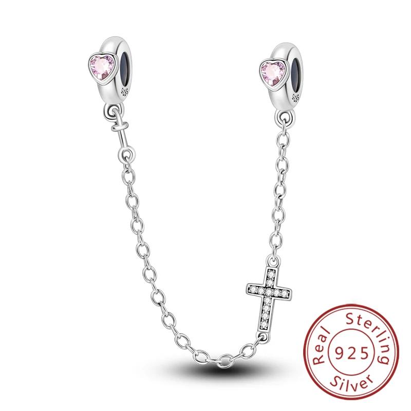 New Authentic Safety Chain Clasp Clip Charm Bead copper Heart Bow Star Shape Moon Compatible With Bracelets Do It Yourself Woman Girl Jewellery Gift