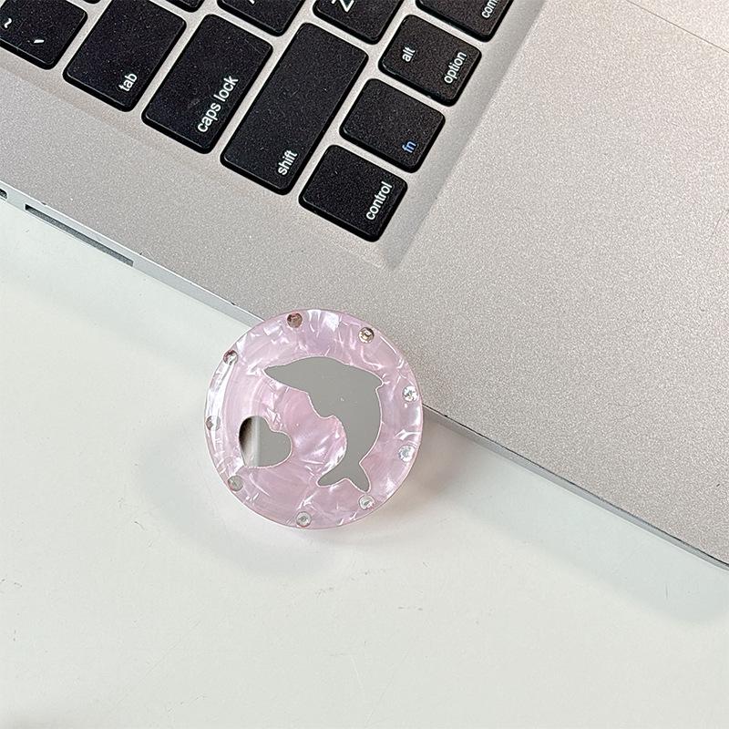 Dolphin Heart Mirror Phone Holder with Magnetic Suction, Compatible with MagSafe - Ideal for Desktop and Hands-Free Use, Japanese & Korean Style