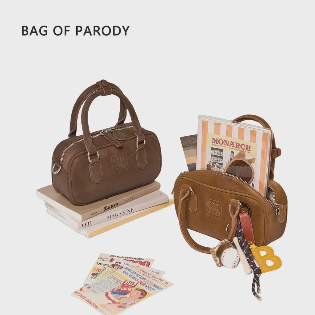 Dámská BOP Hovězí kůže Boston Bowlingová taška - Maillard Kabelka pro podzim/zimu 2024, Styl přes rameno a crossbody