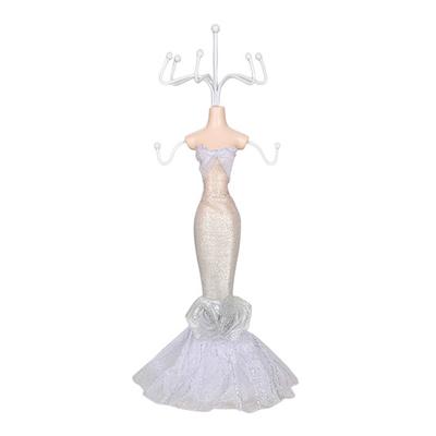 Mini maniquí para joyería, organizador de joyas para dama con 8 ganchos, soporte de 2 niveles para collares, pulseras, pendientes y anillos, expositor para tocador.