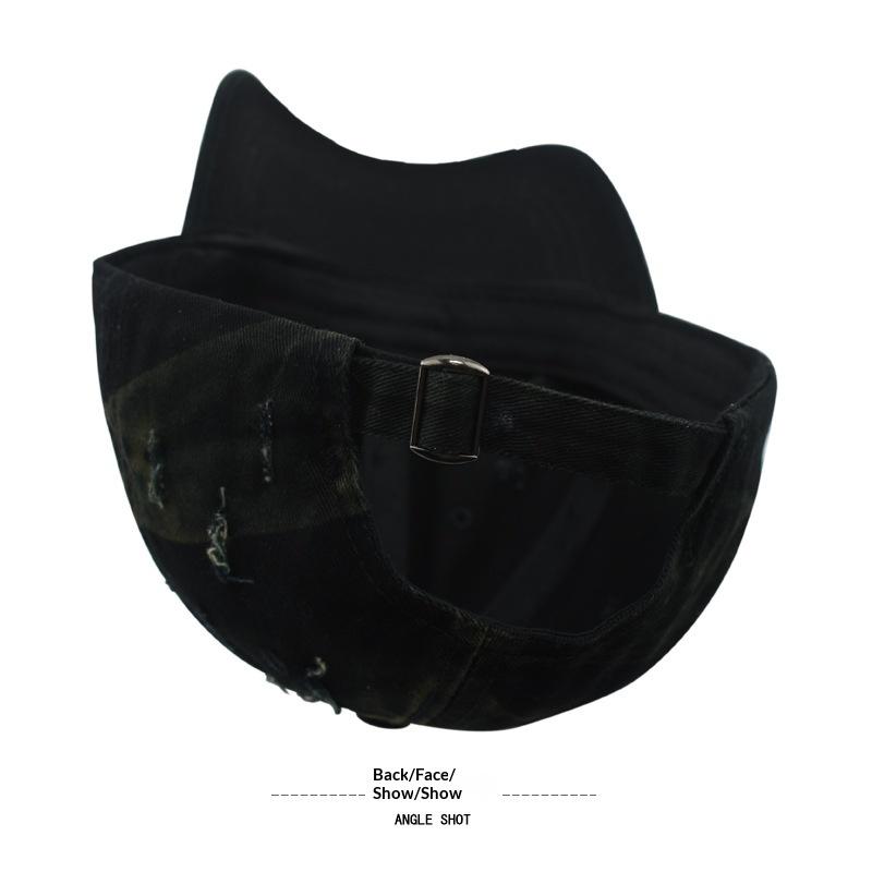 Grensoverschrijdende Hottrend Gescheurde Baseballpet Gewassen Kleurverloop Snapback Ademend PVC 6-Panel Koppels Gebogen Vizier Effen