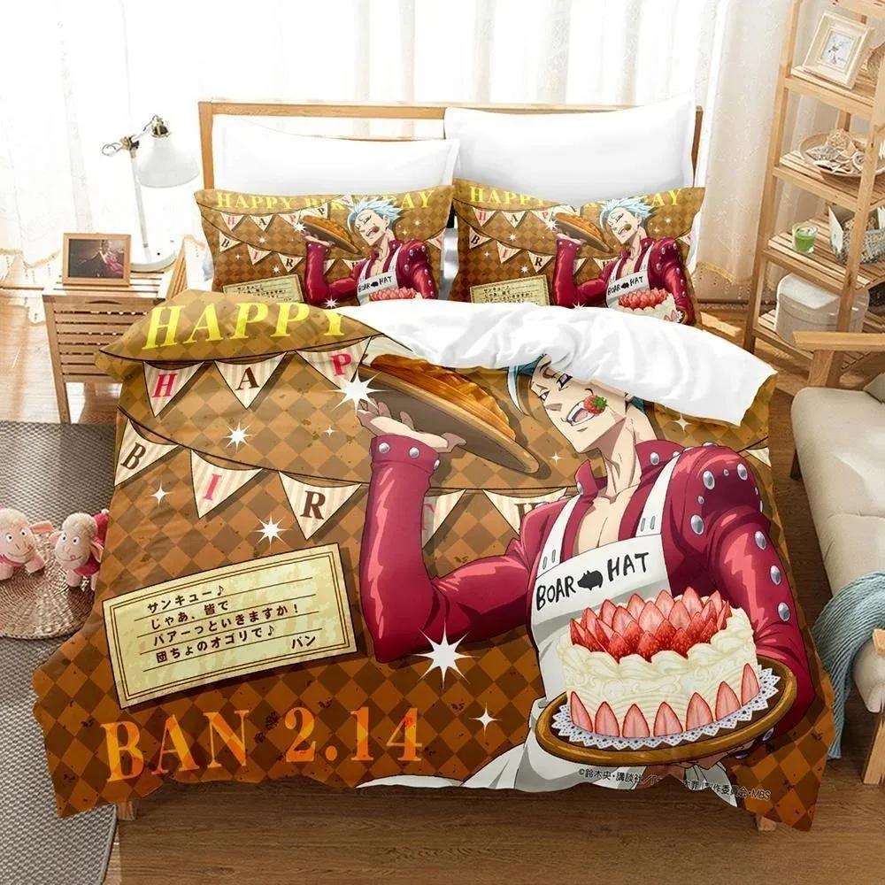 3D Anime Escanor The Seven Deadly Sins Bedding Set Printed With Pillowcase Bed Duvet Cover Soft Queen King Size Bedclothes Home