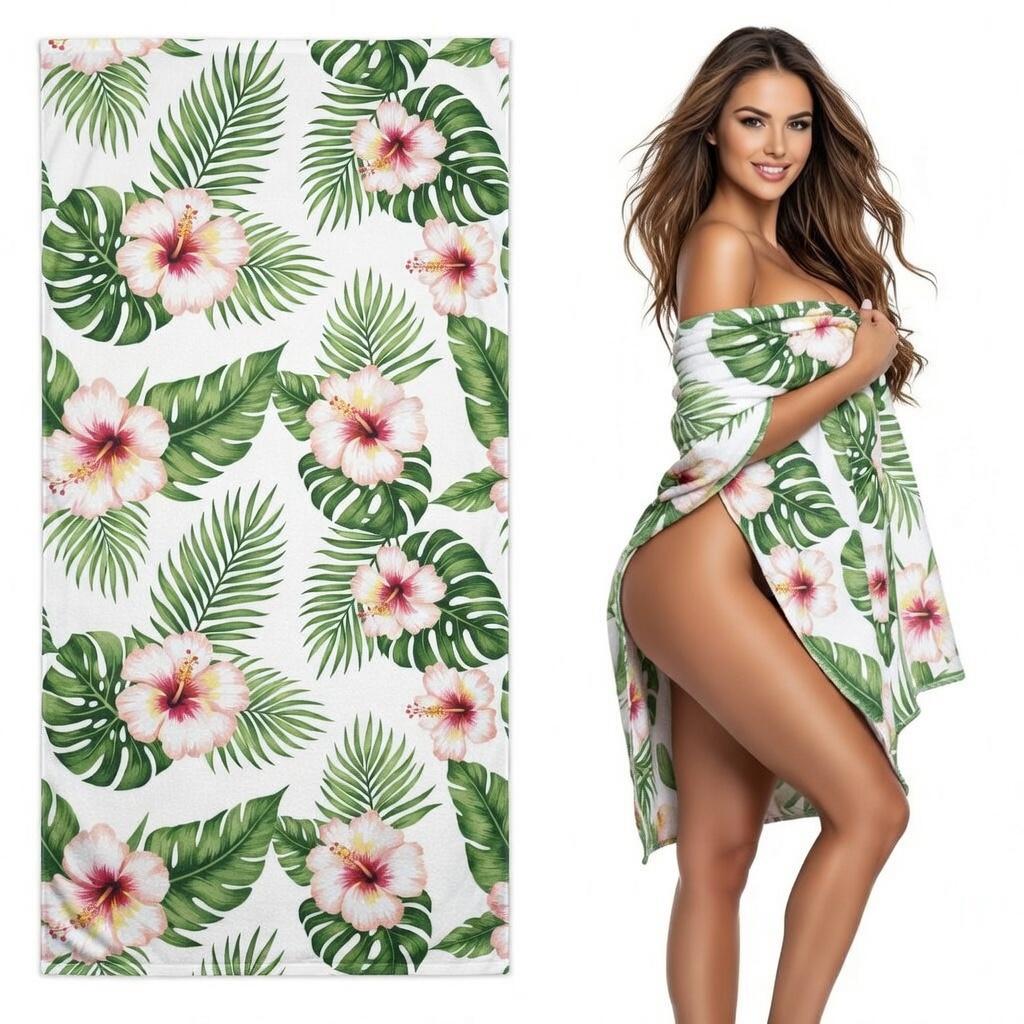 Bohemian Floral Print Beach Towel, Super Soft Microfiber Quick Dry Breathable Pool Towel for Yoga Fitness Summer Camping W40*H60(CM)