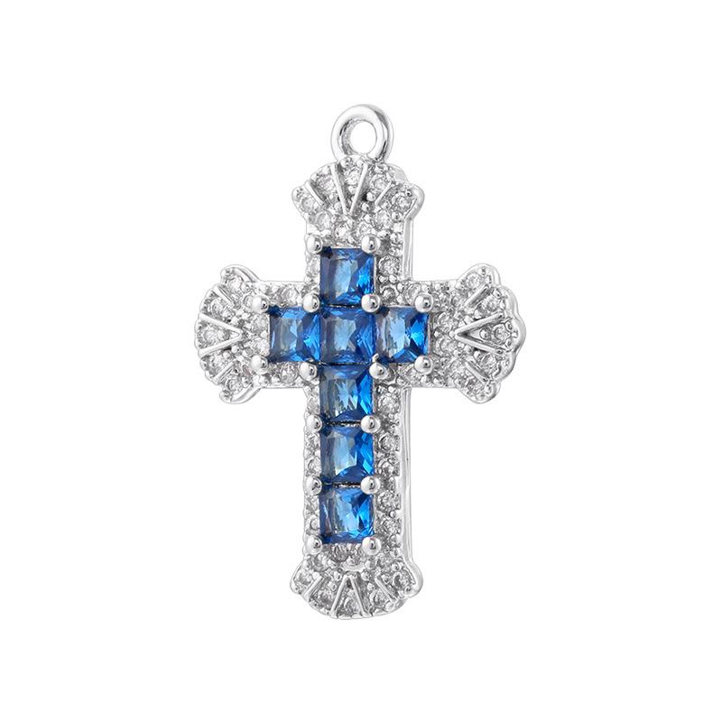 Hafif Lüks Bakır Renkli Pırlantalar Kakmalı Haç Kolye Ucu Kişiselleştirilmiş Hip Hop Kendin Yap Bileklik Kolye Takı Ucu Vd2055