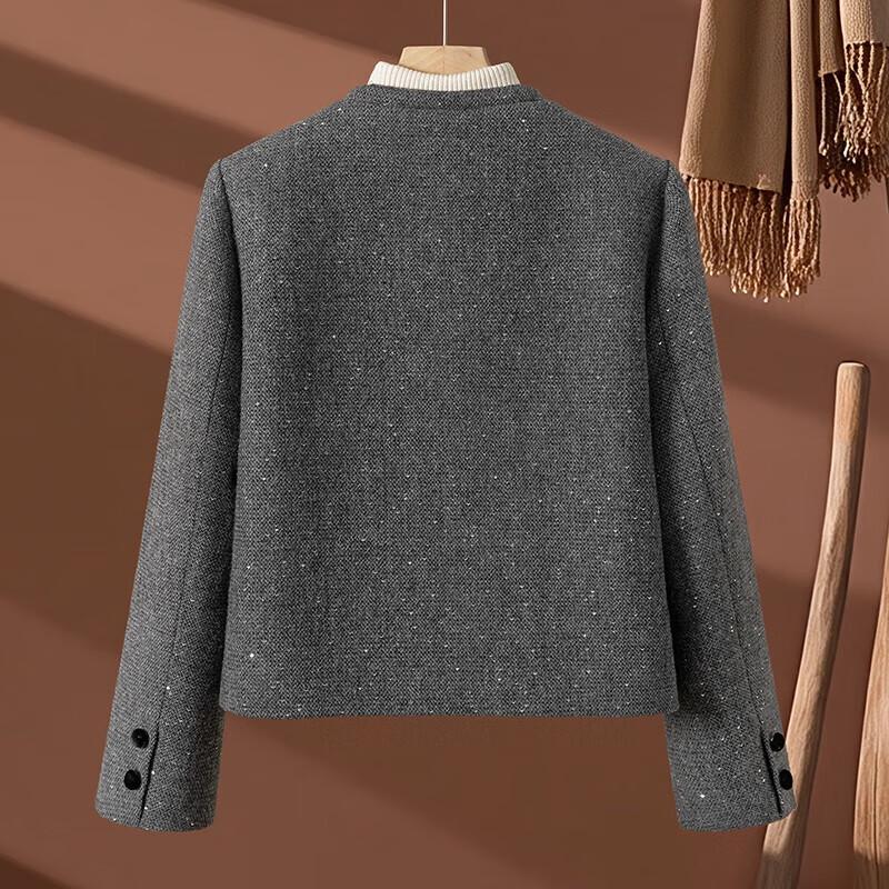 Women's Chic Wool Blend Round Neck Short Jacket