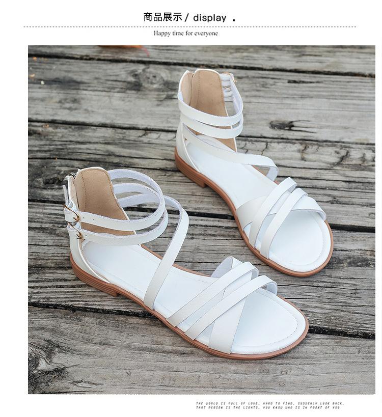 

Flat bottom thin and thick cross with sandals women s 2025 new foreign trade large size casual simple beach Roman sandals 43 белый