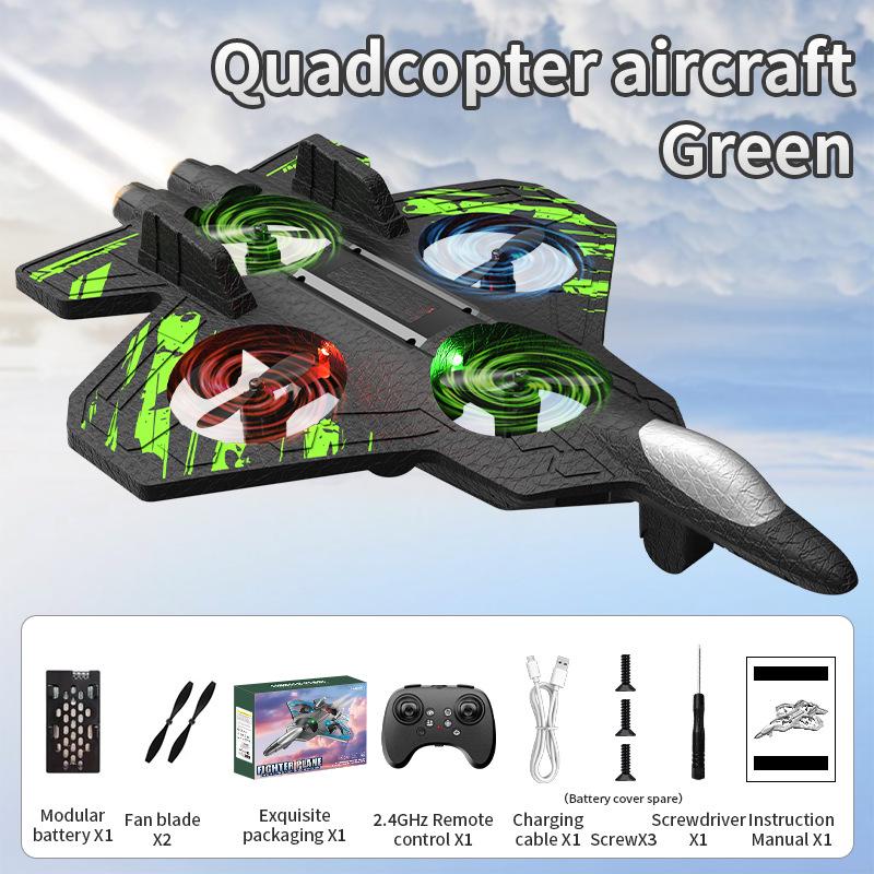 Remote Control Stunt Fighter Foam Airplane Drone for Kids