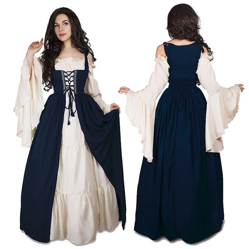 Halloween Costume Female Vintage Court Princess Queen Costume Medieval Drama Stage Performance Costume Fashion