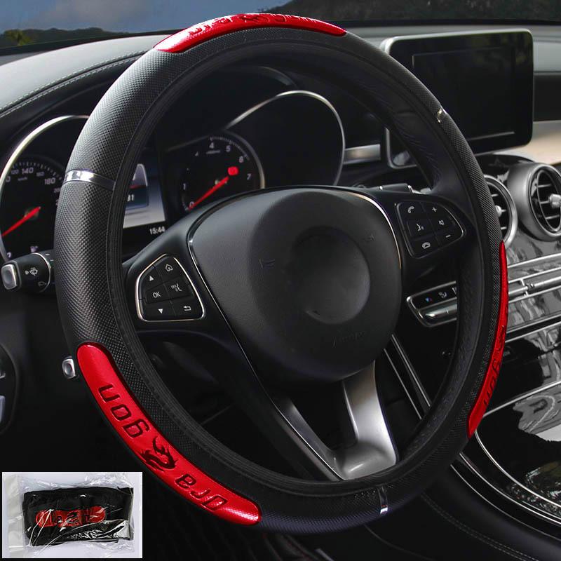Araba Direksiyon Kılıfları %100 Yepyeni Yansıtıcı Suni Deri Elastik Çin Ejderhası Tasarımı Otomobil Direksiyon Koruyucu